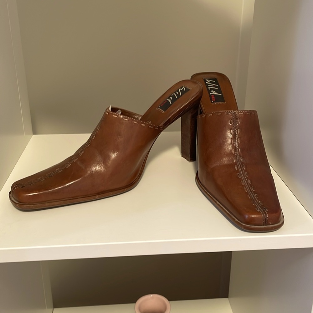 Tan mules size 8